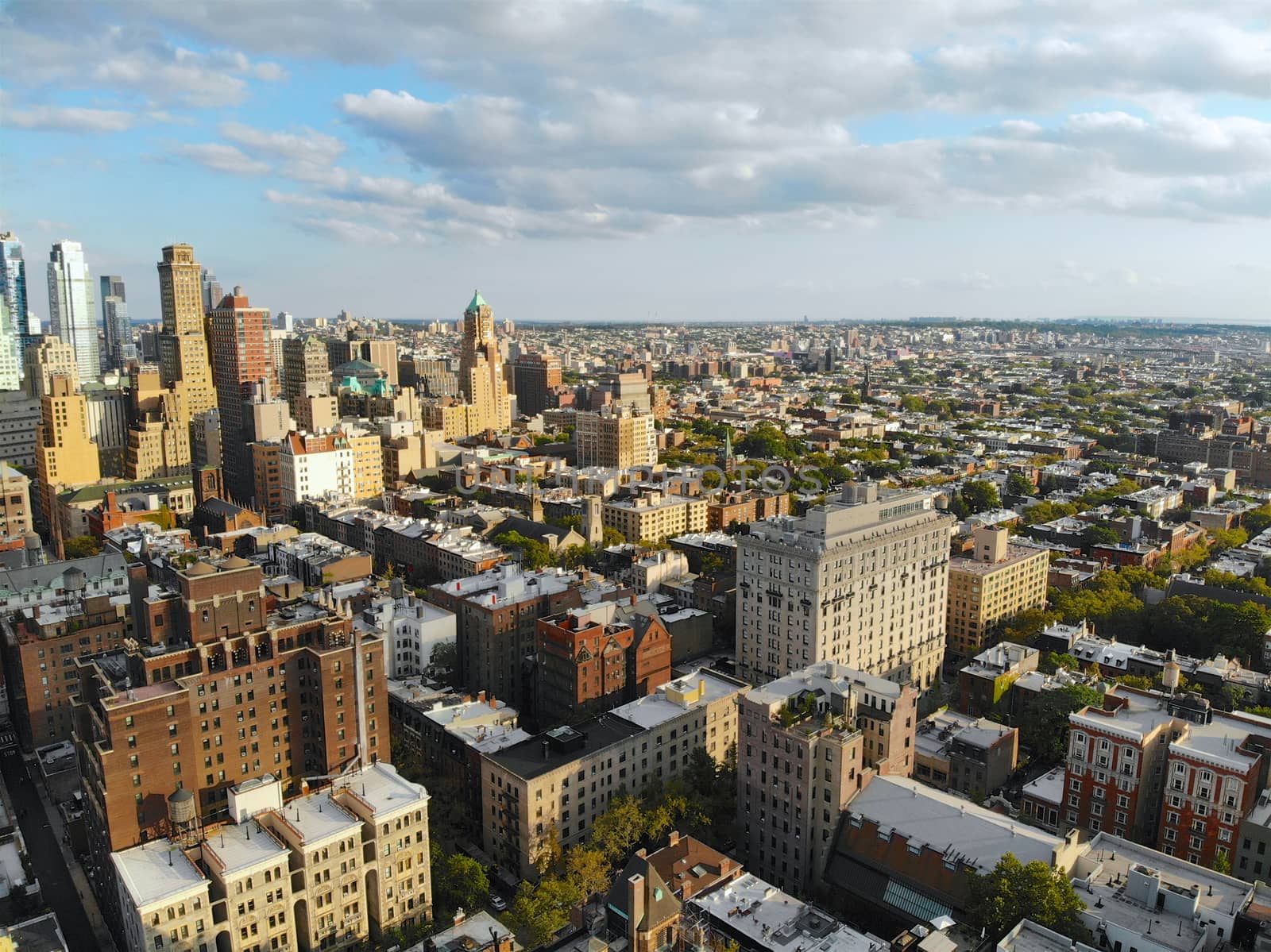 Aerial view of downtown Brooklyn. New York City. Brooklyn is the most populous of New York's five boroughs. Traditional building in Brooklyn Heights