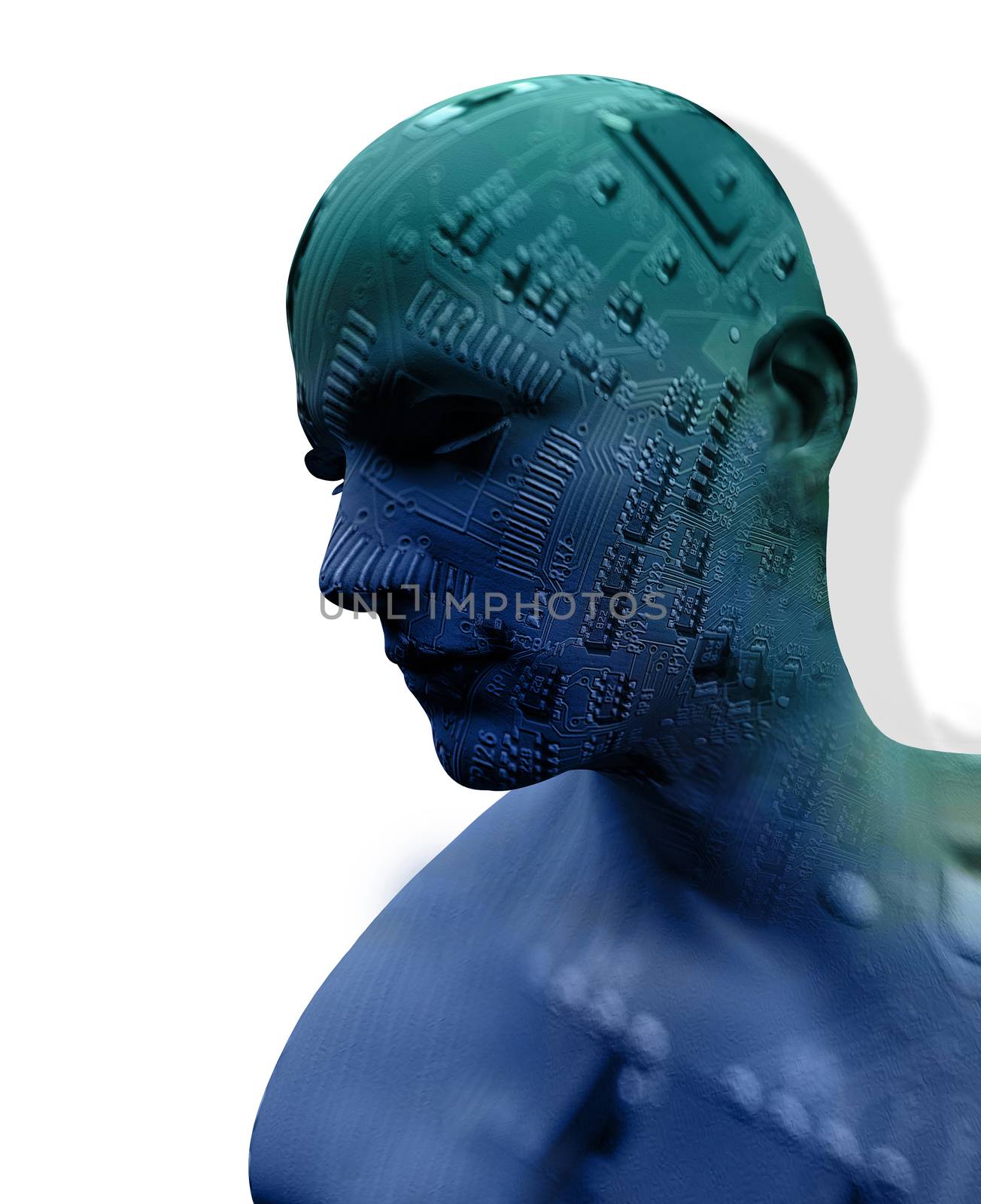 Digital Cyber Circuit Head  by vitanovski