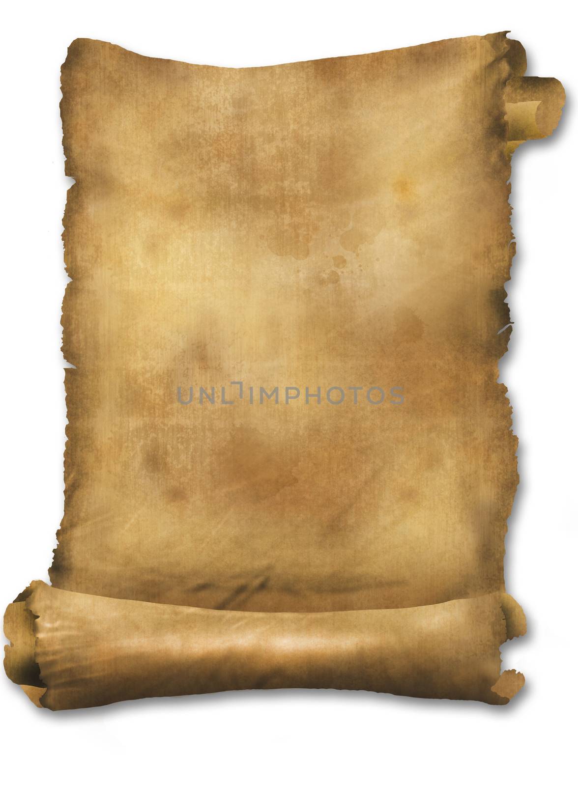 Vintage paper scroll isolated on white