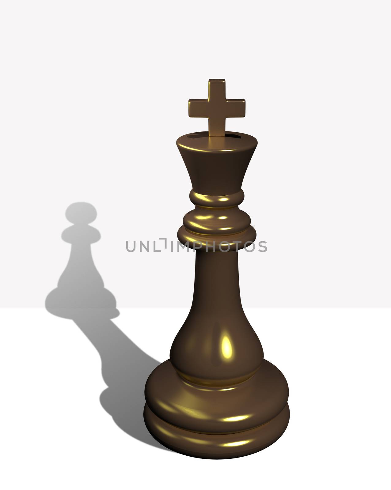 Chess king with the shadow of a pawn by vitanovski