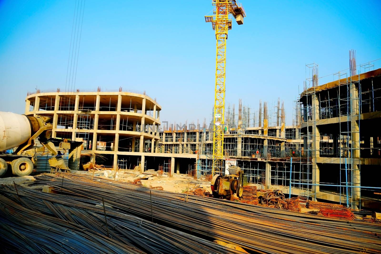 Surat, India - march 2018 : Top View of new construction of building in Surat by technicalmaanav