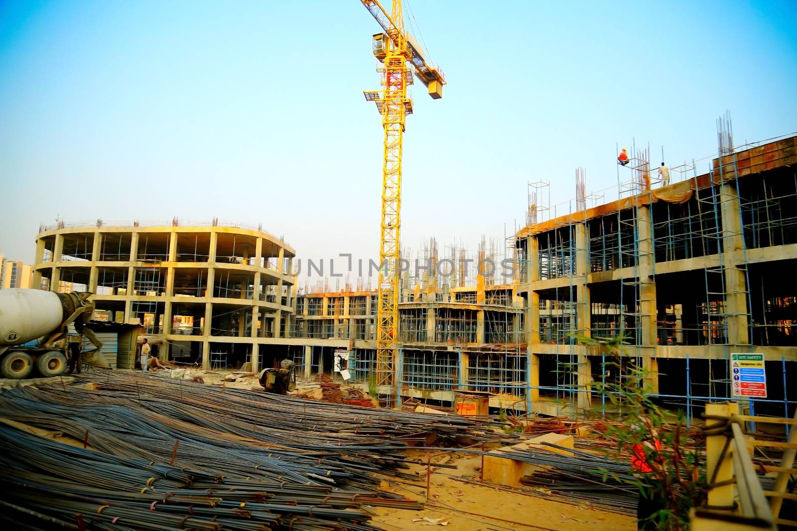 Surat, India - march 2018 : Top View of new construction of building in Surat by technicalmaanav