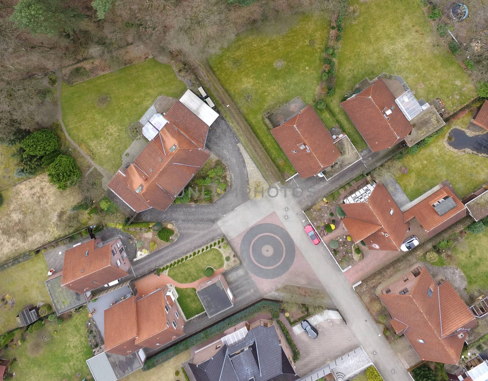 Aerial view of an old housing estate on the outskirts of the city, drones shot