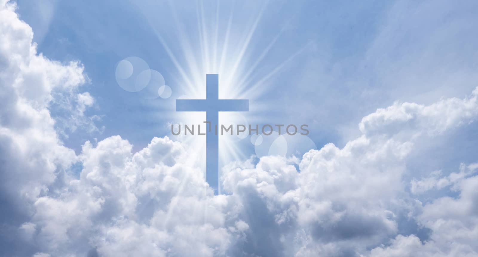 Christian cross appears bright in the sky  by Nu1983