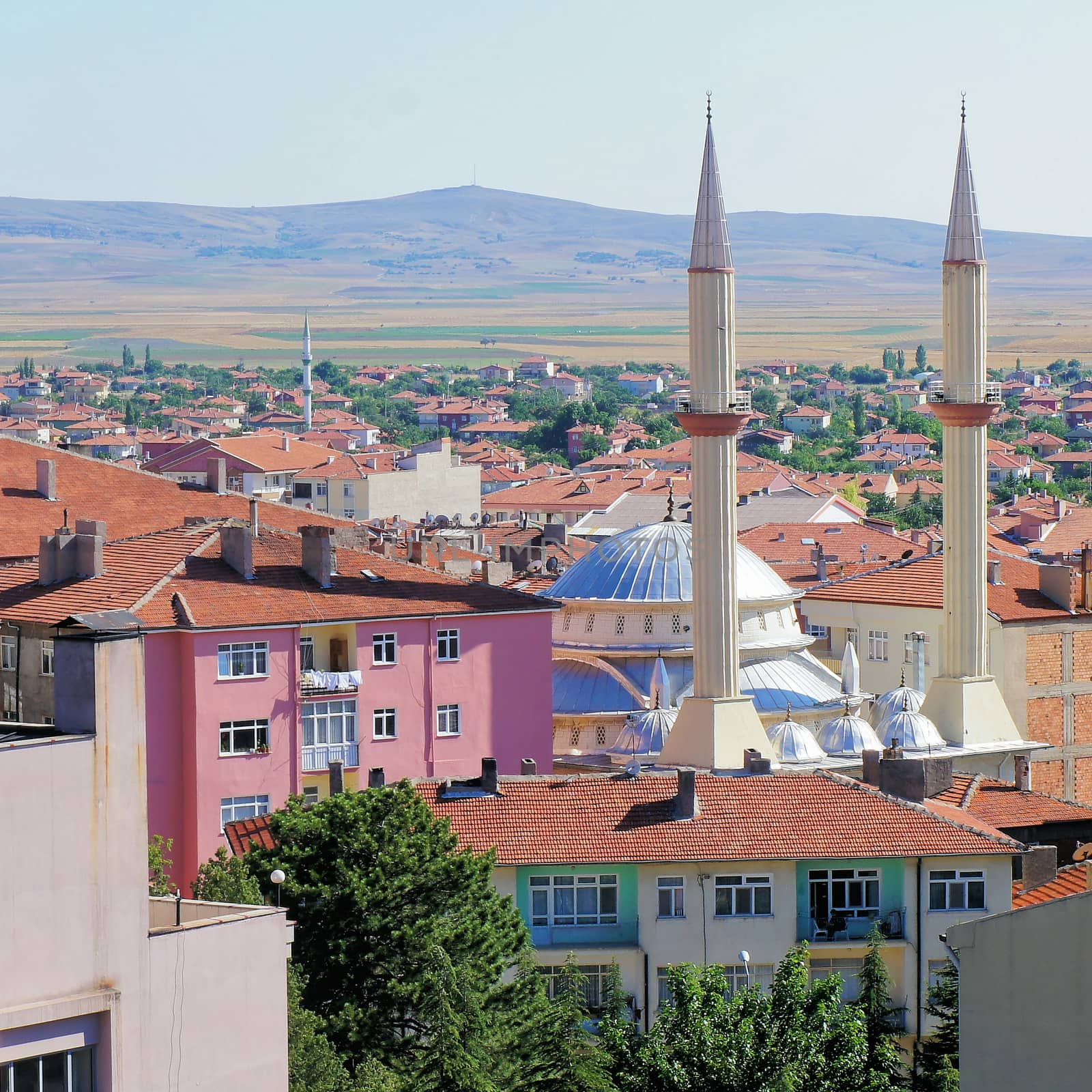 View of Sereflikochisar, Anatolia, Turkey with a mosque between the houses, Anatolia