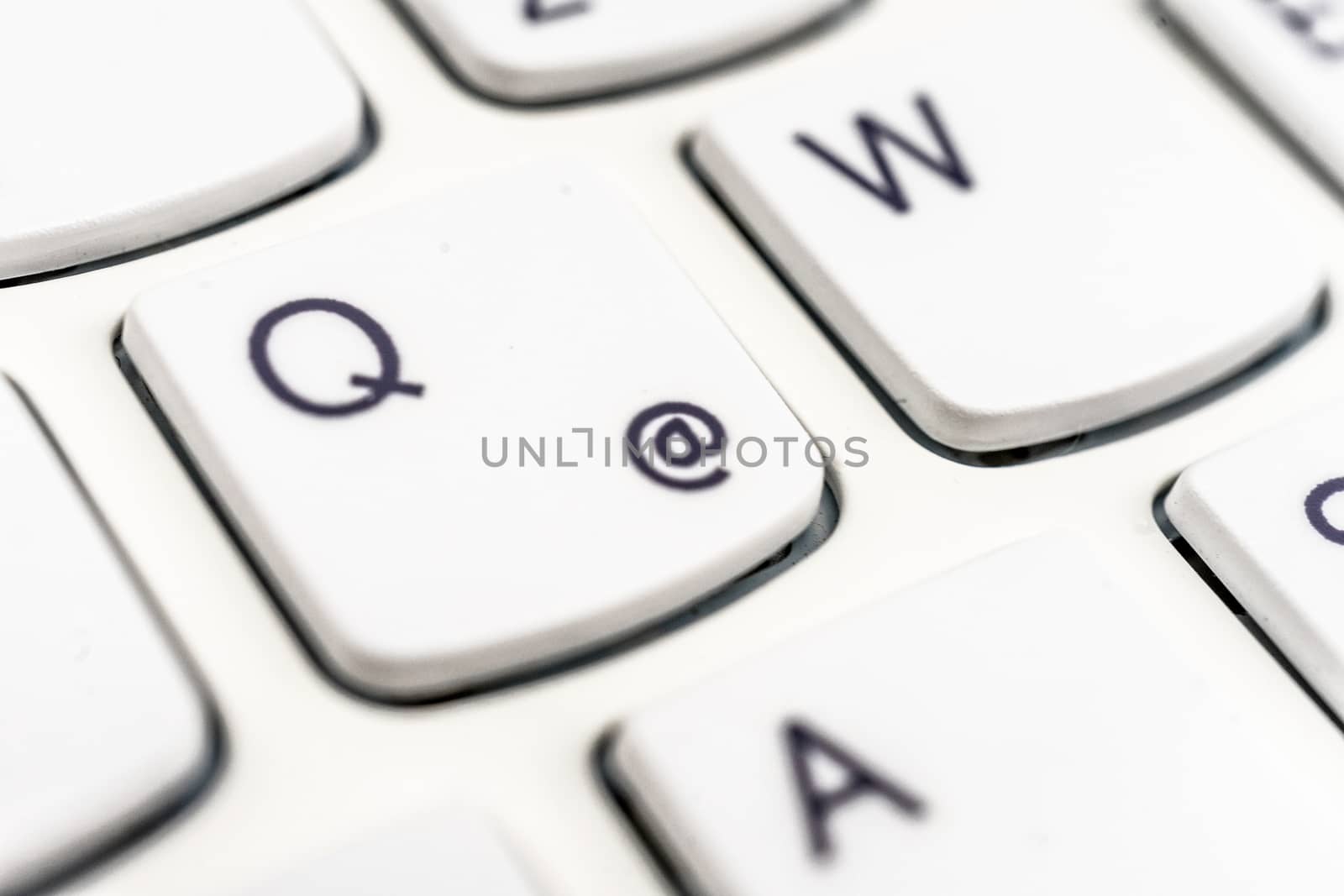 Detailed view of the Internet logo on a white keyboard