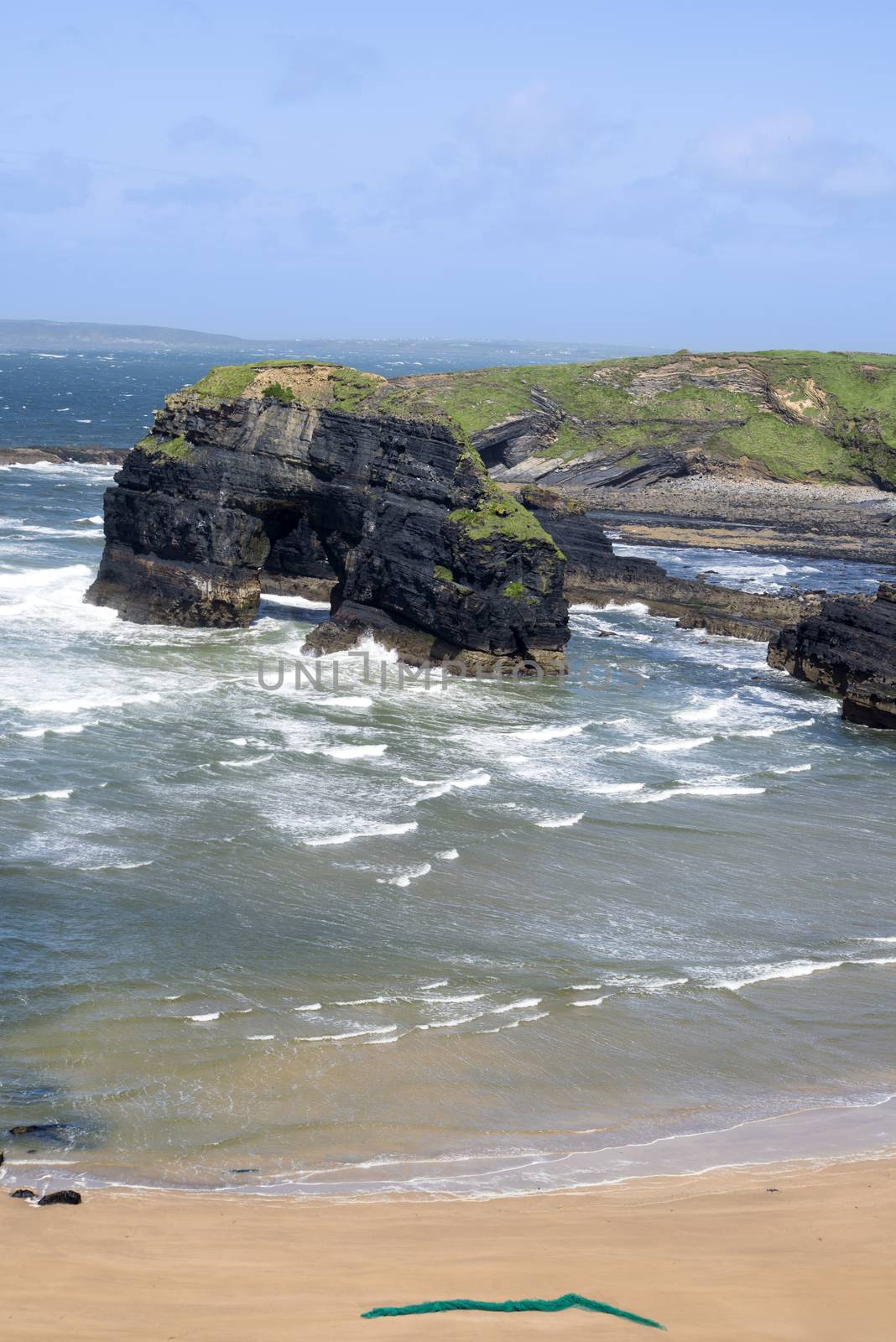 net on the nuns beach at the virgin rock on the wild atlantic way in county kerry ireland