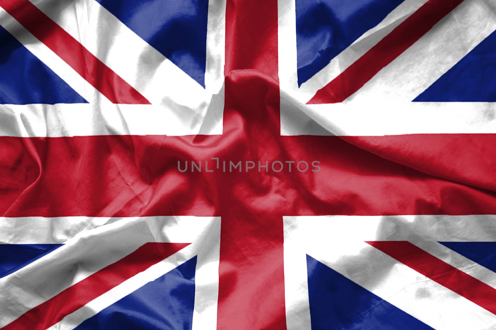 British UK flag background waving with fabric texture, Union Jack.