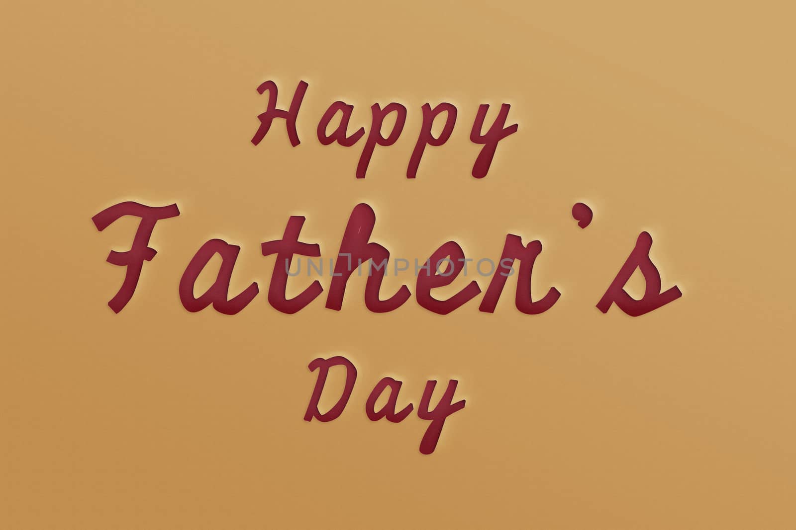 Happy fathers day creative background concept: cut out word happy fathers day text on brown paper effect for fathers day event , retro style
