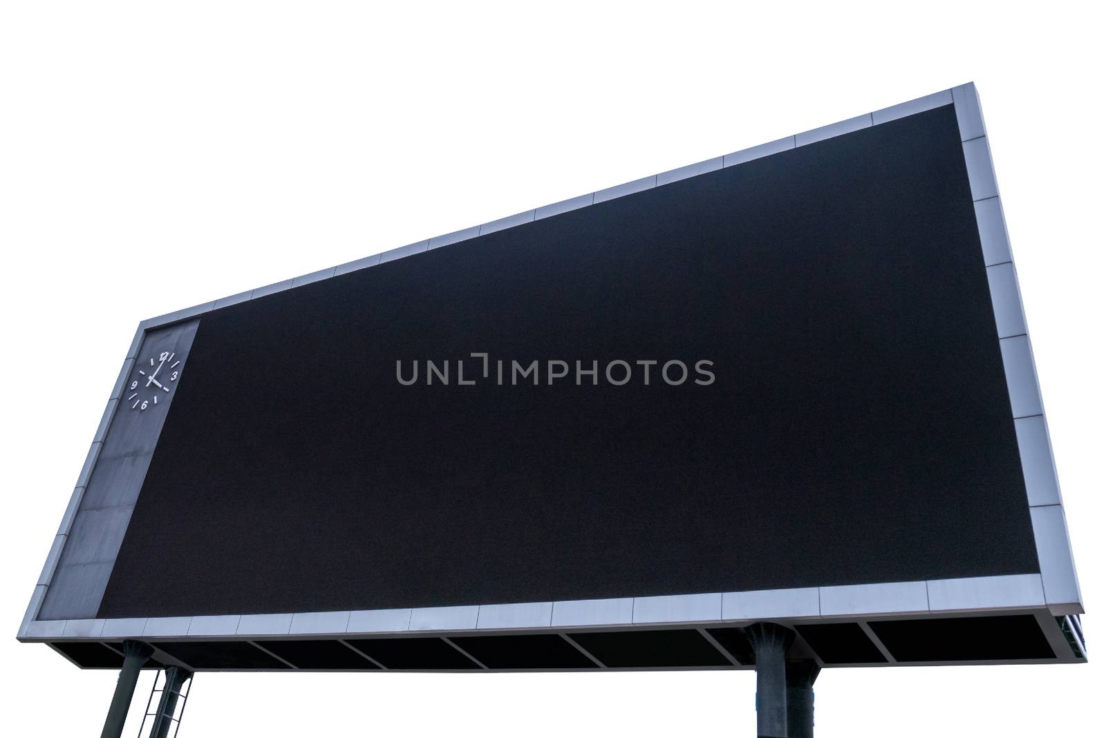 Scoreboard with black blank screen for reporting sporting events. Isolated on white background with clipping path