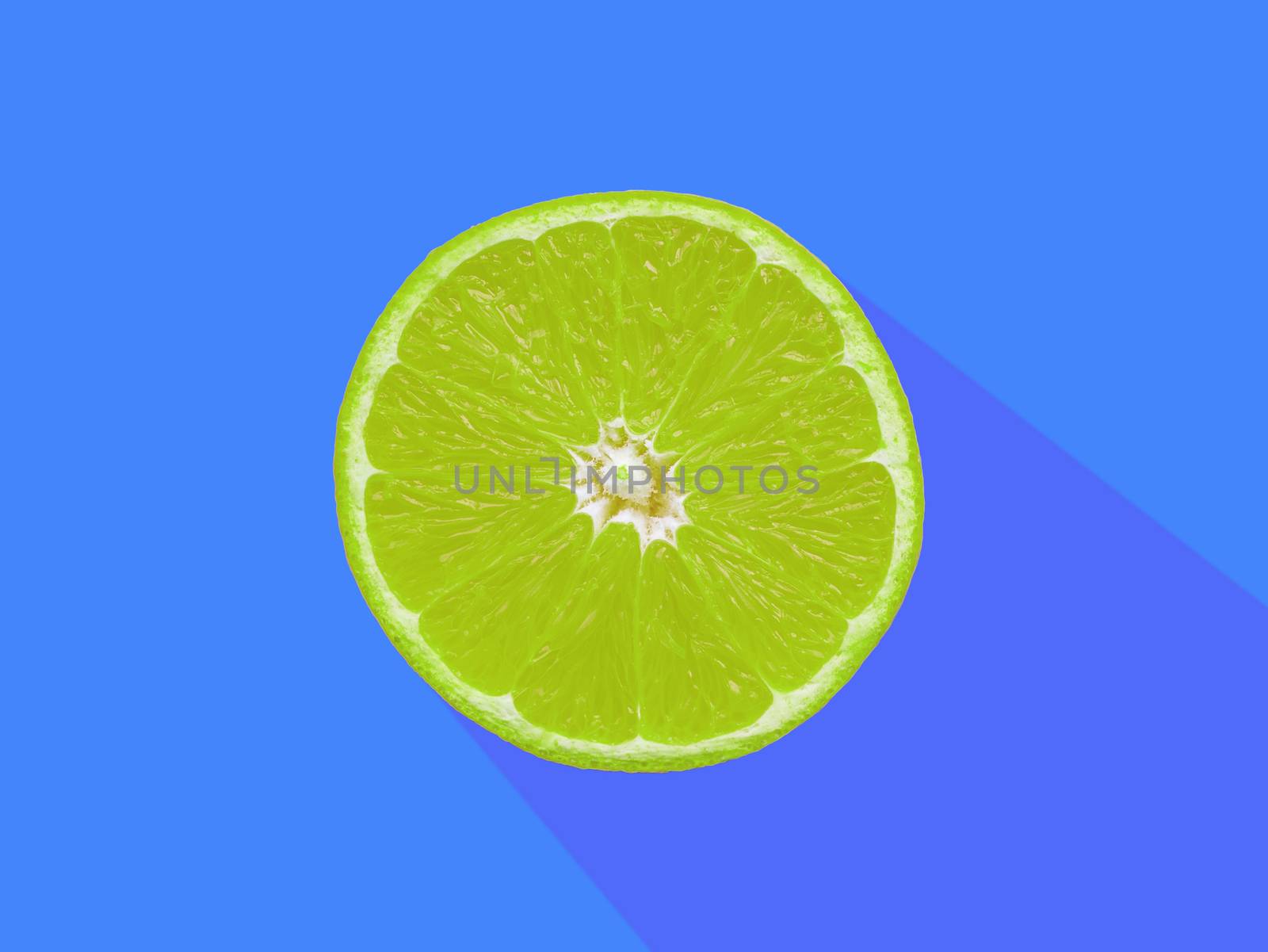 abstract pattern background : Green lime slices on blue background, pop art style