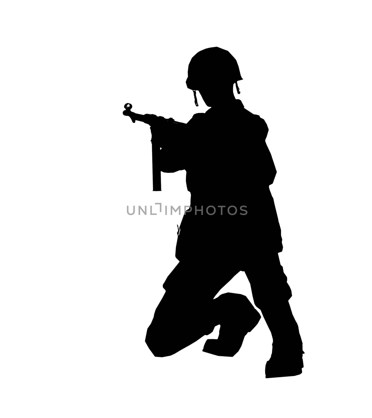 Soldier silhouette with helmet made in 3d software