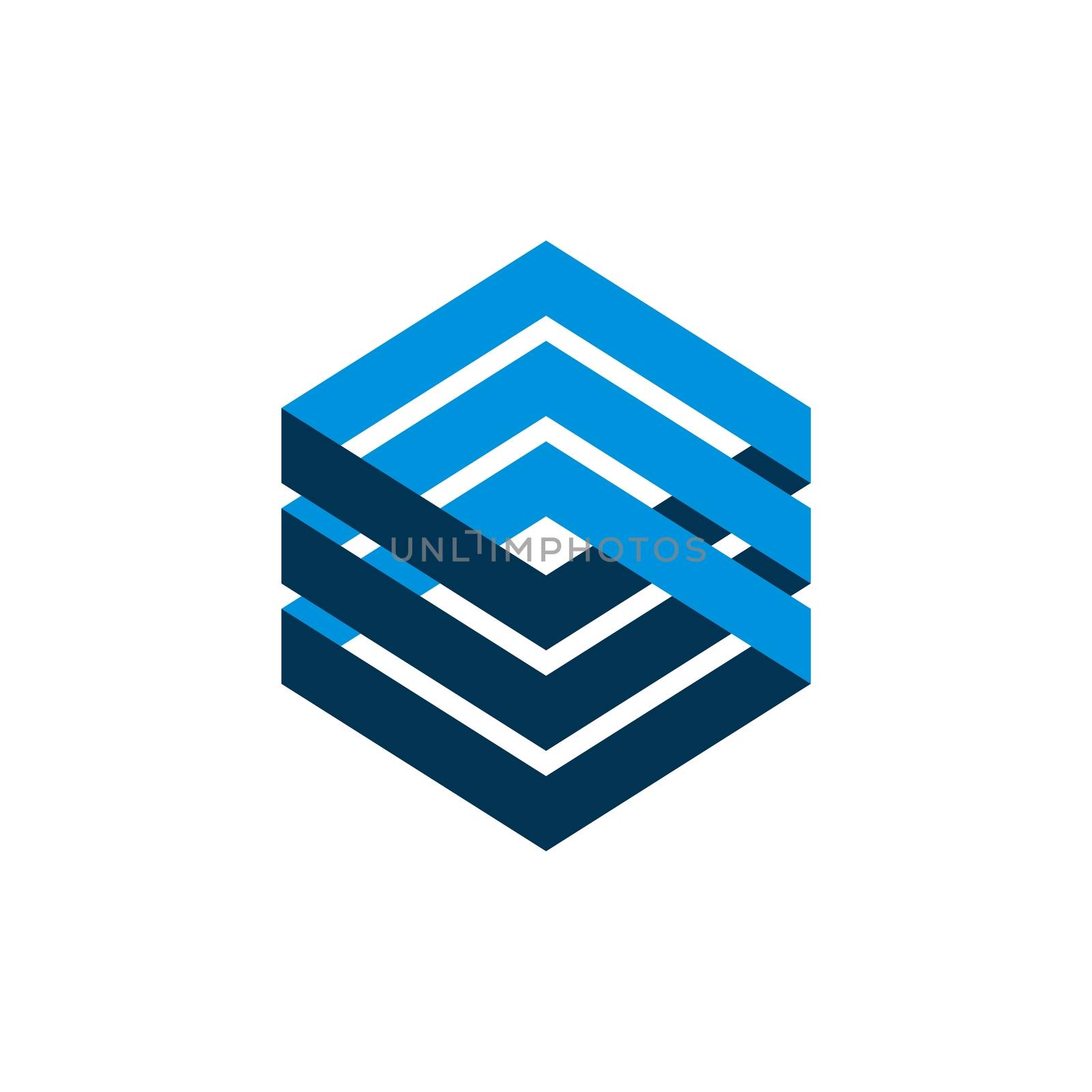 Blue Plaited Hexagon Logo Template Illustration Design. Vector EPS 10.