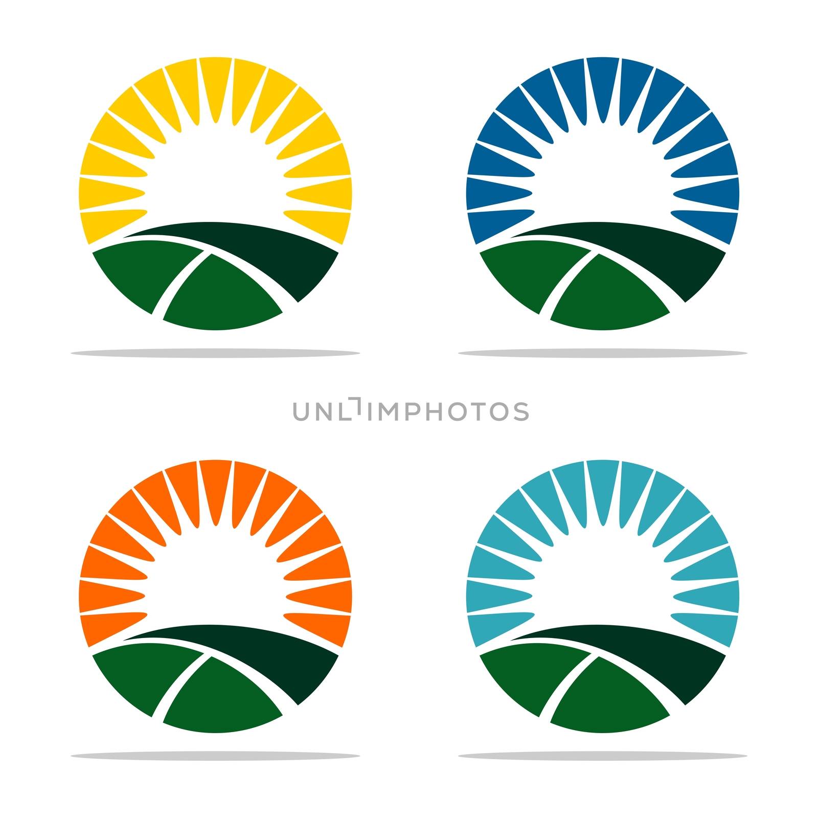 Set Abstract Sun Agriculture Logo Template Illustration Design. Vector EPS 10. by soponyono1