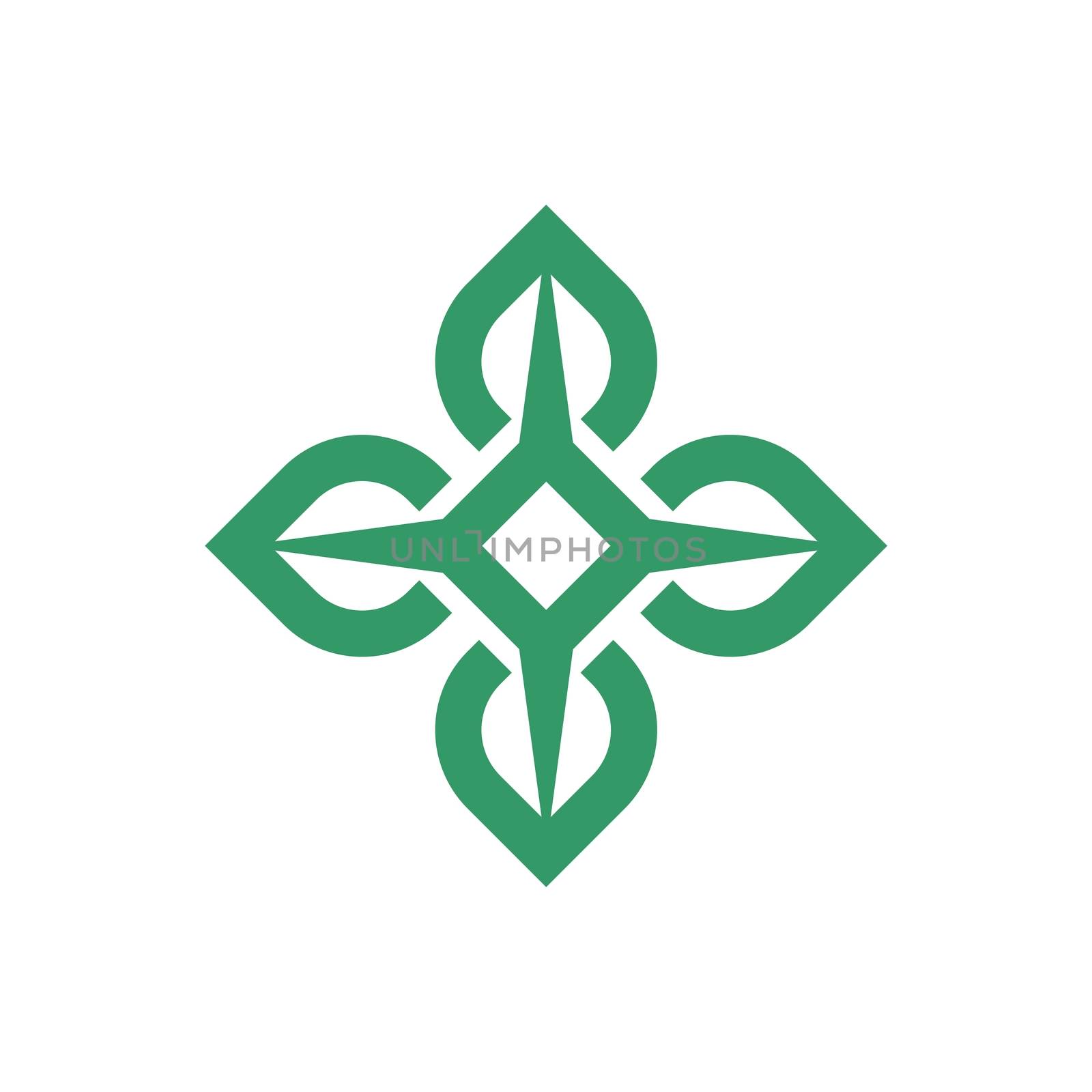 Green Star Flower Ornamental logo template Illustration Design. Vector EPS 10.