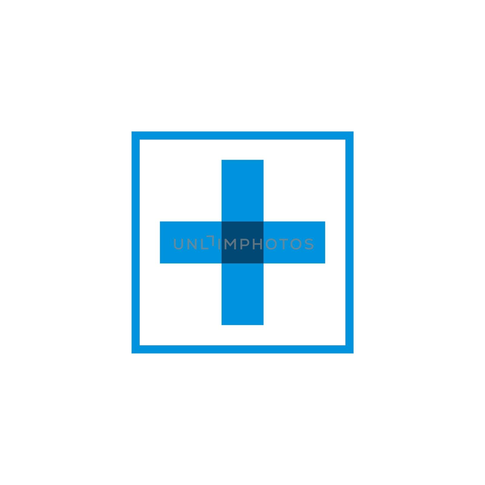 Blue Square Cross Health Care Logo Template Illustration Design. Vector EPS 10.