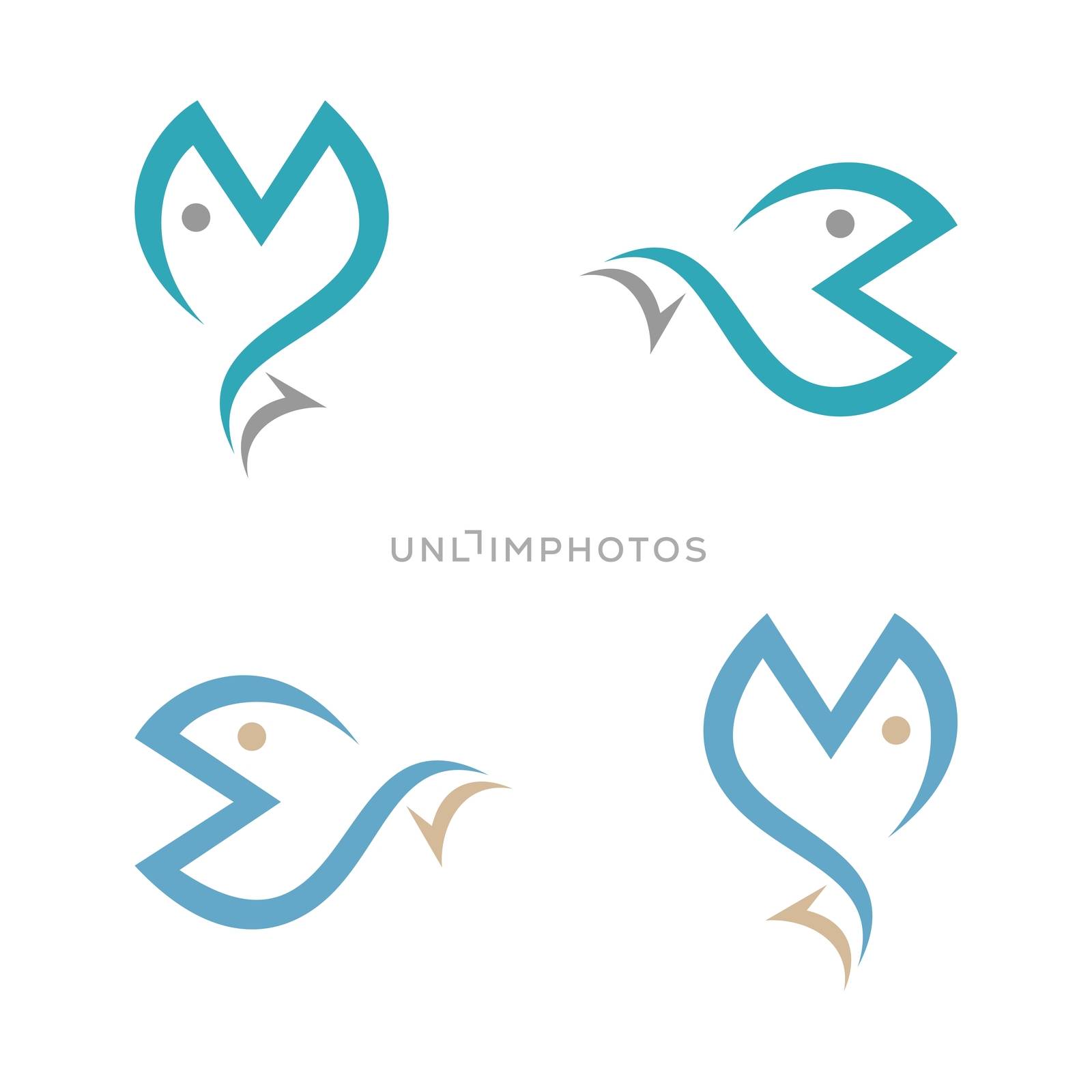 set abstract Blue Fish Logo Template Illustration Design. Vector EPS 10.