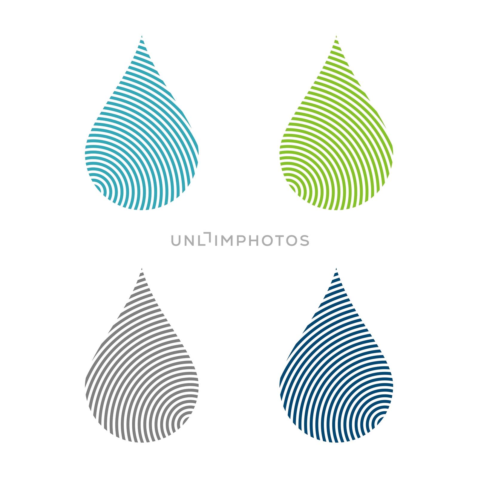 Set Finger Print Line Drop Water Logo Template Illustration Design. Vector EPS 10.