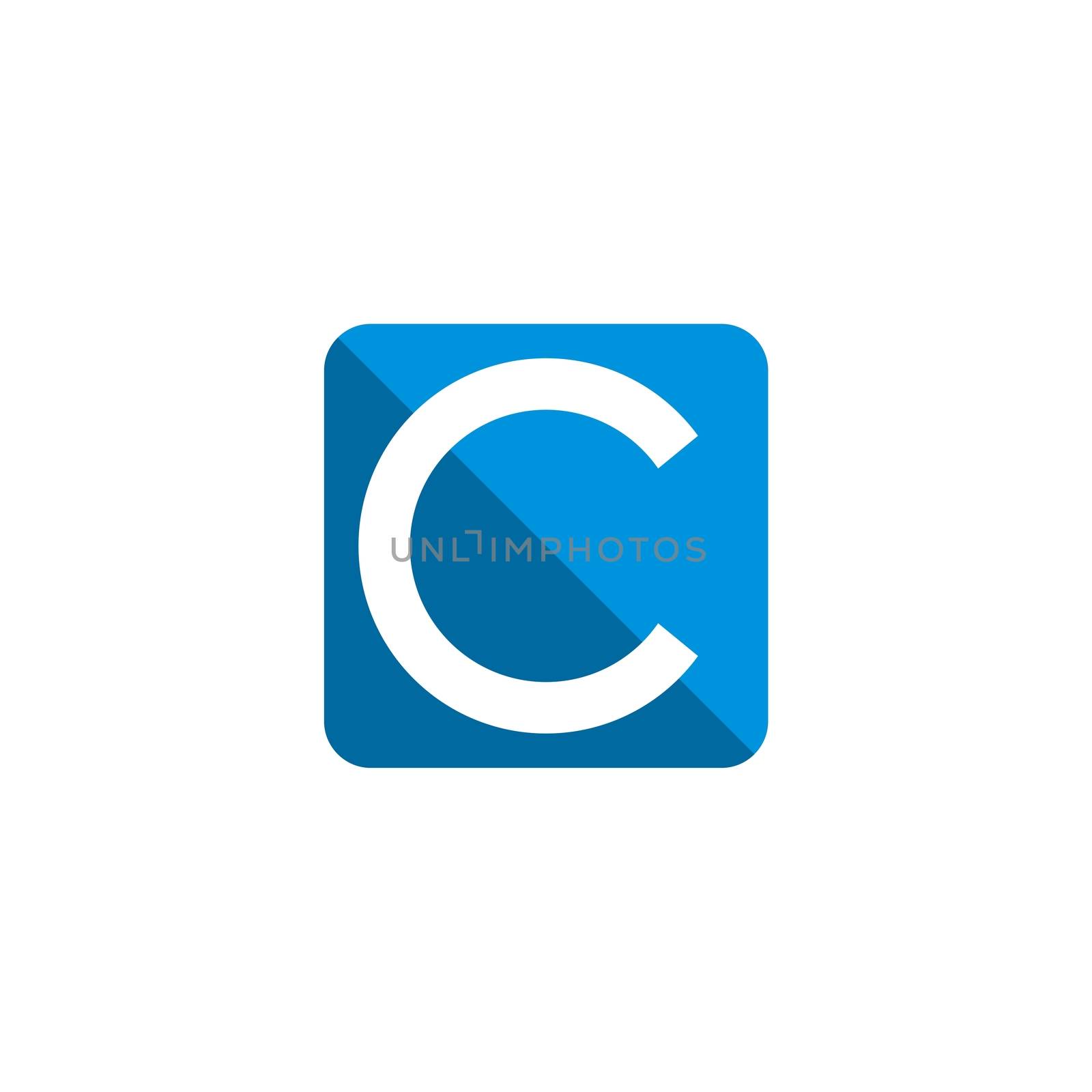 C Letter Blue Square Logo Template Illustration Design. Vector EPS 10.