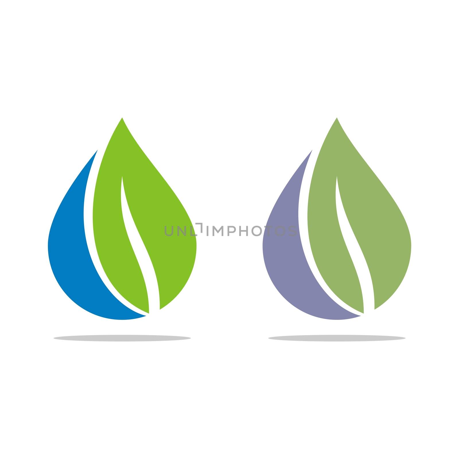 Leaf and Drop Water Logo Template Illustration Design. Vector EPS 10.