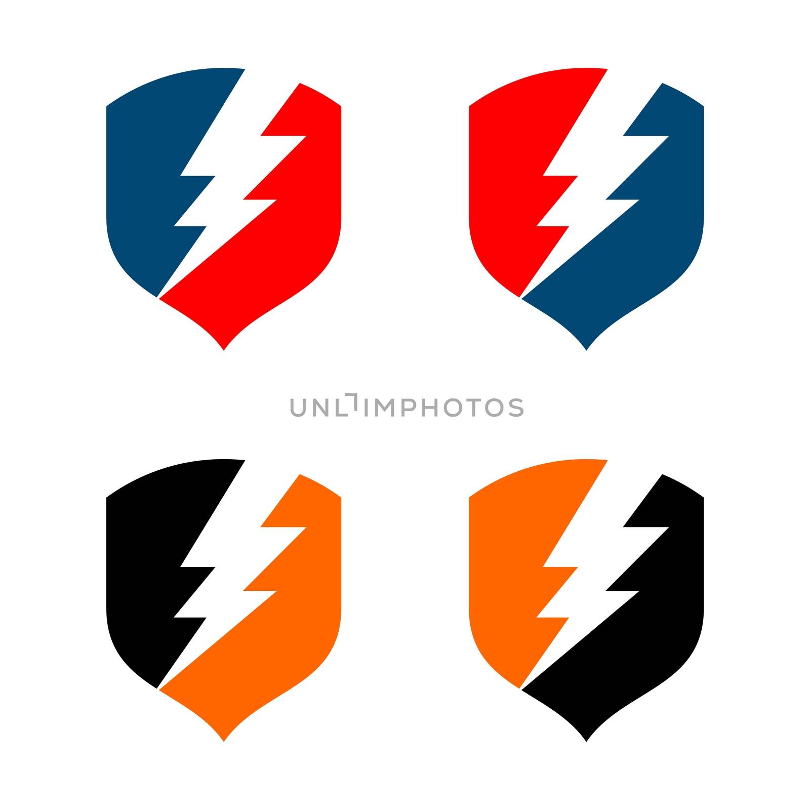 Set Thunderbolt Shield Logo Template Illustration Design. Vector EPS 10.