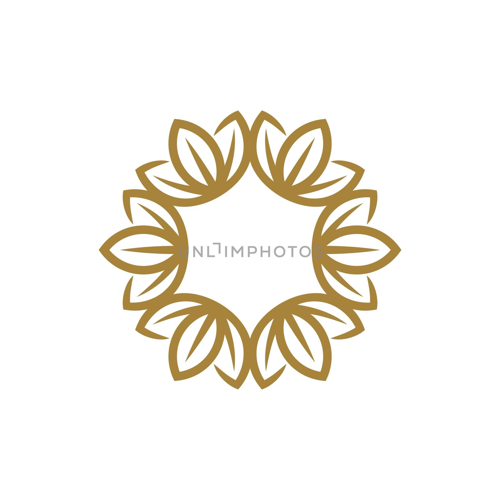 Abstract Gold Circle Flower Logo Template Illustration Design. Vector EPS 10.