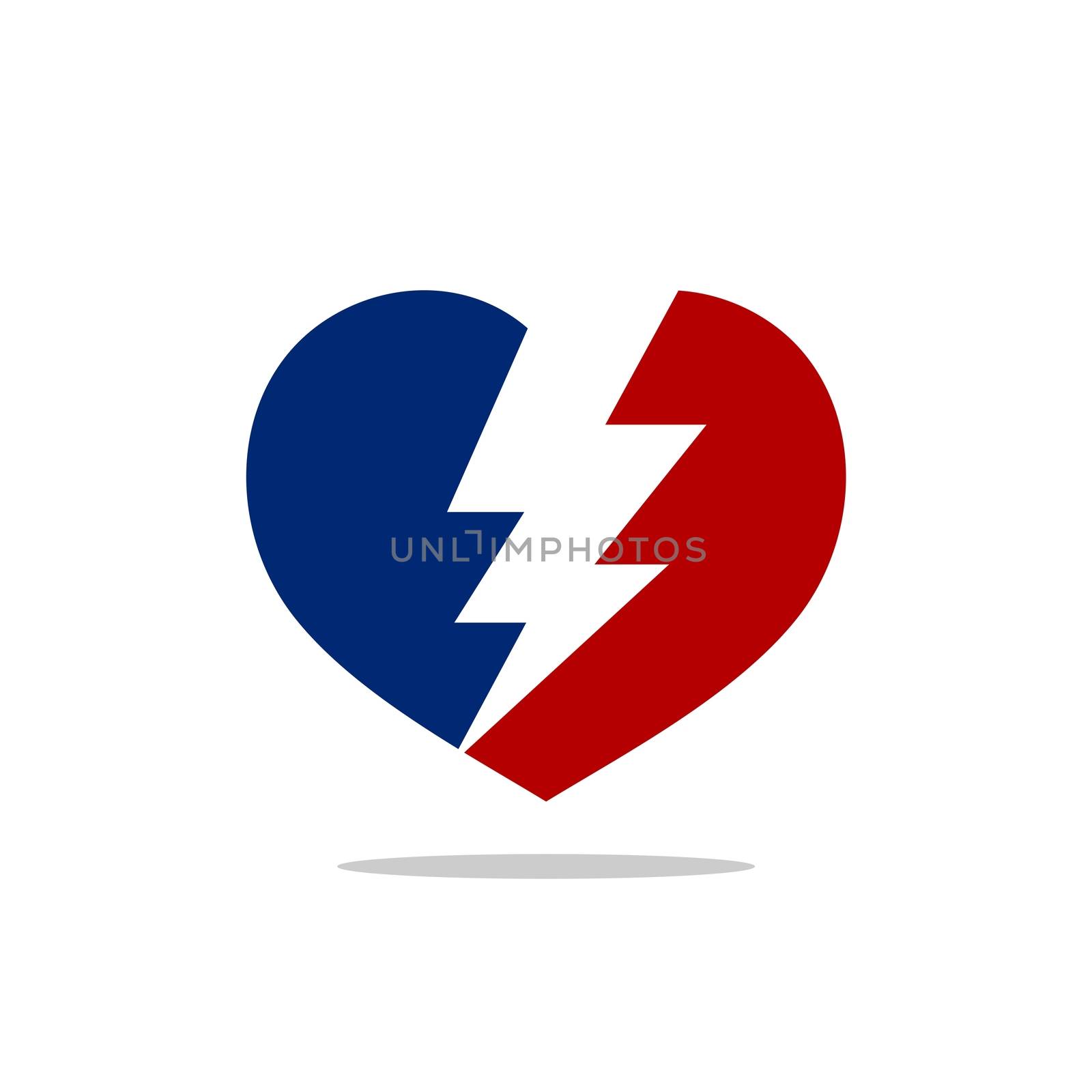 Broken Heart Thunderbolt Logo Template Illustration Design. Vector EPS 10.