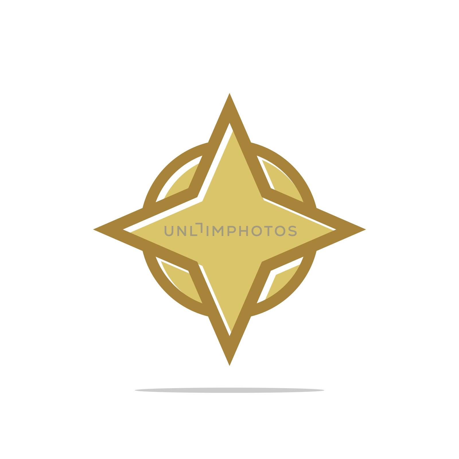 Compass Rose Gold Star Logo Template Illustration Design. Vector EPS 10.