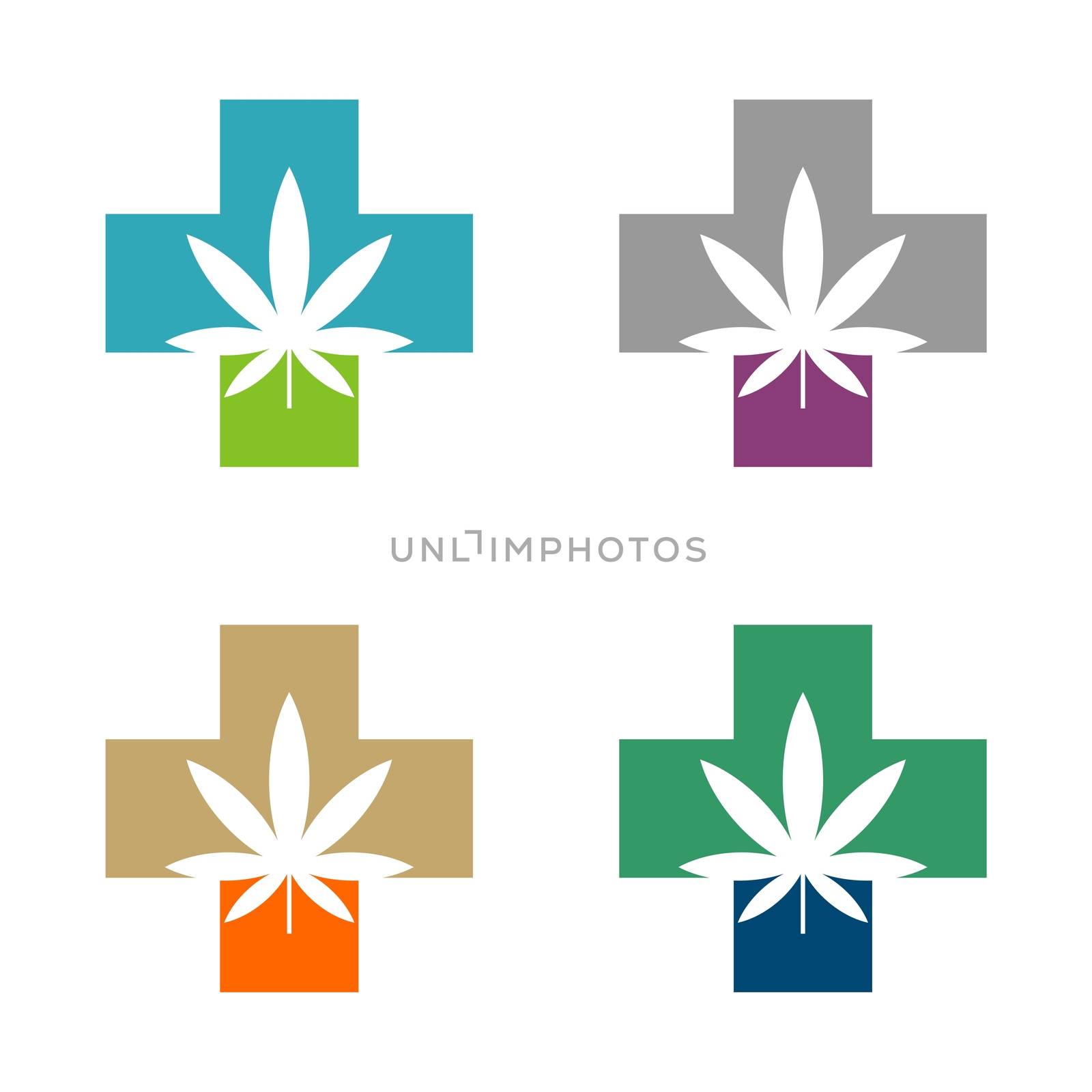 Marijuana Leaf and Cross Logo Template Illustration Design. Vector EPS 10. by soponyono1