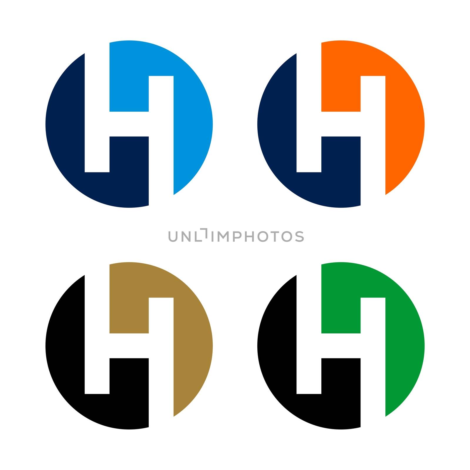 Set H Letter Circle Logo Template Illustration Design. Vector EPS 10.