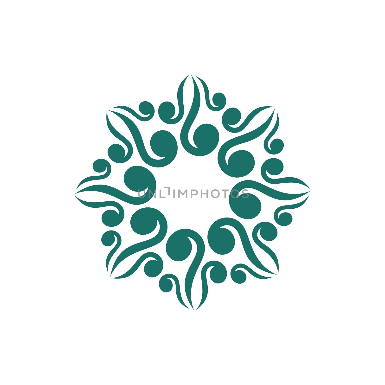 Green Ornamental Flower or Star Logo Template Illustration Design. Vector EPS 10.