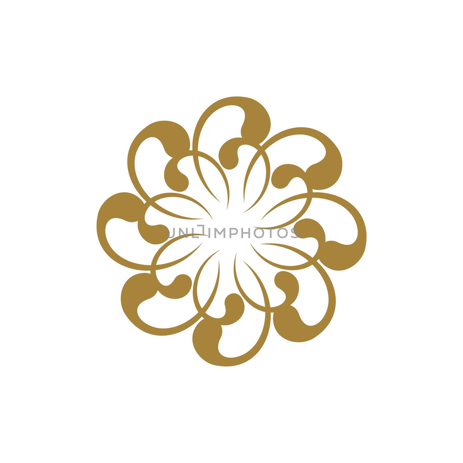 Ornamental Gold Blossom Flower Logo Template Illustration Design. Vector EPS 10.
