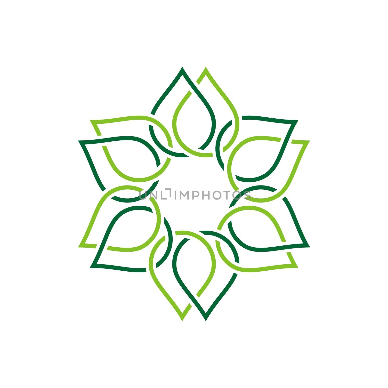 Green Line Ornamental Flower Logo Template Illustration Design. Vector EPS 10.