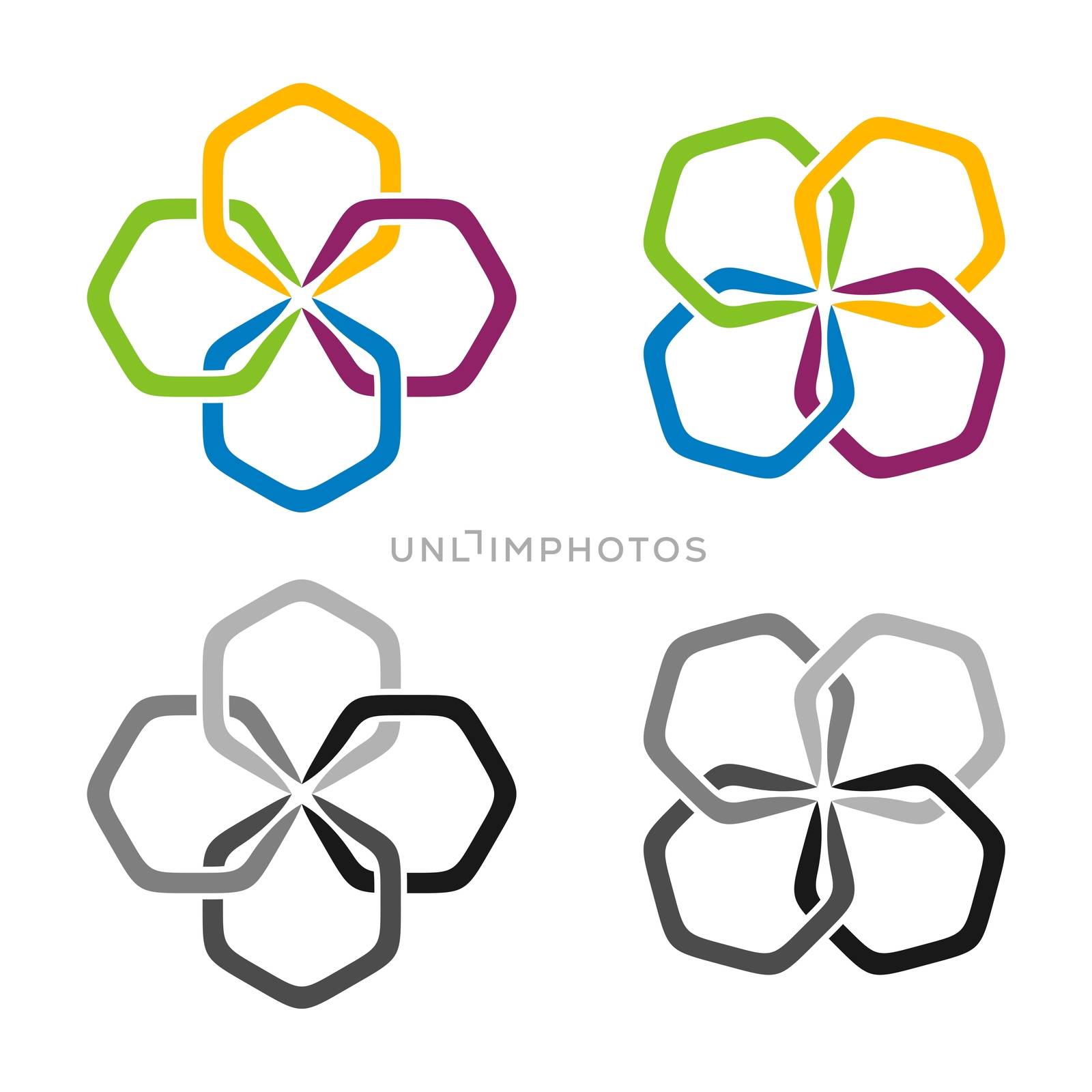 Abstract Four Leaf Flower Ornamental Logo Template Illustration Design. Vector EPS 10.