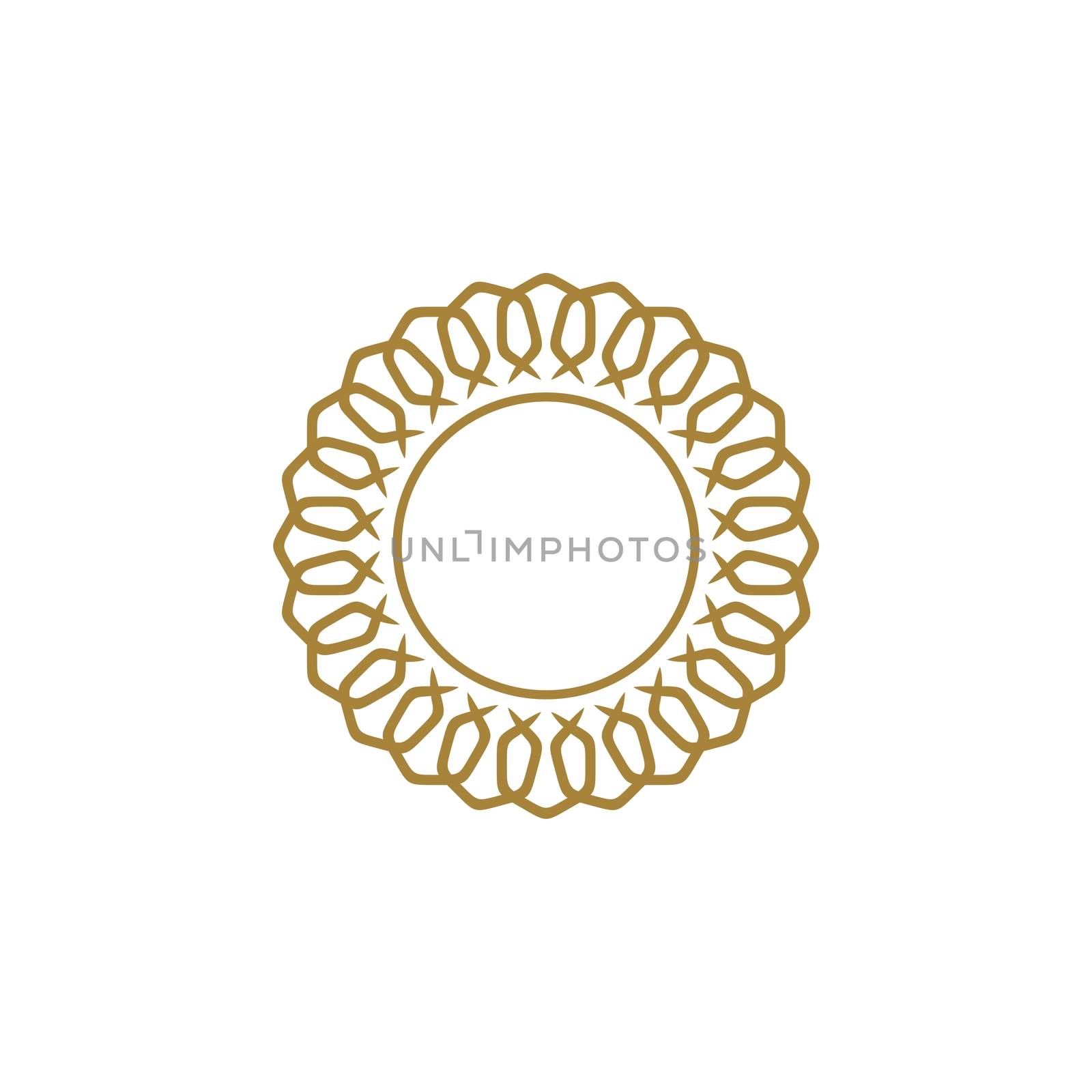 Gold Frame Flower Logo Template Illustration Design. Vector EPS 10.
