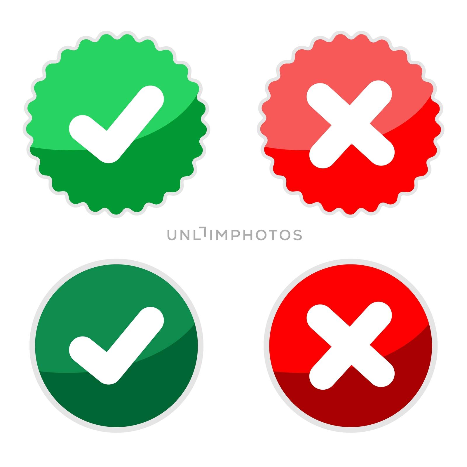 Check Mark and Cross, True and Wrong, Approved and Denial Illustration Design. Vector EPS 10.