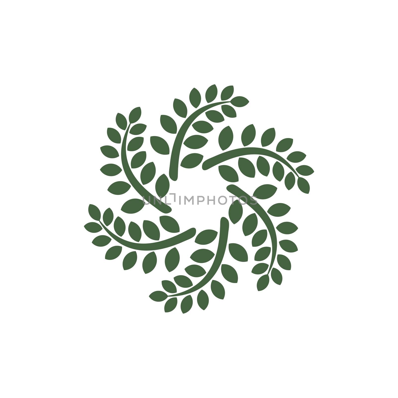 Green Leaves Circle Ornamental Logo Template Illustration Design. Vector EPS 10.