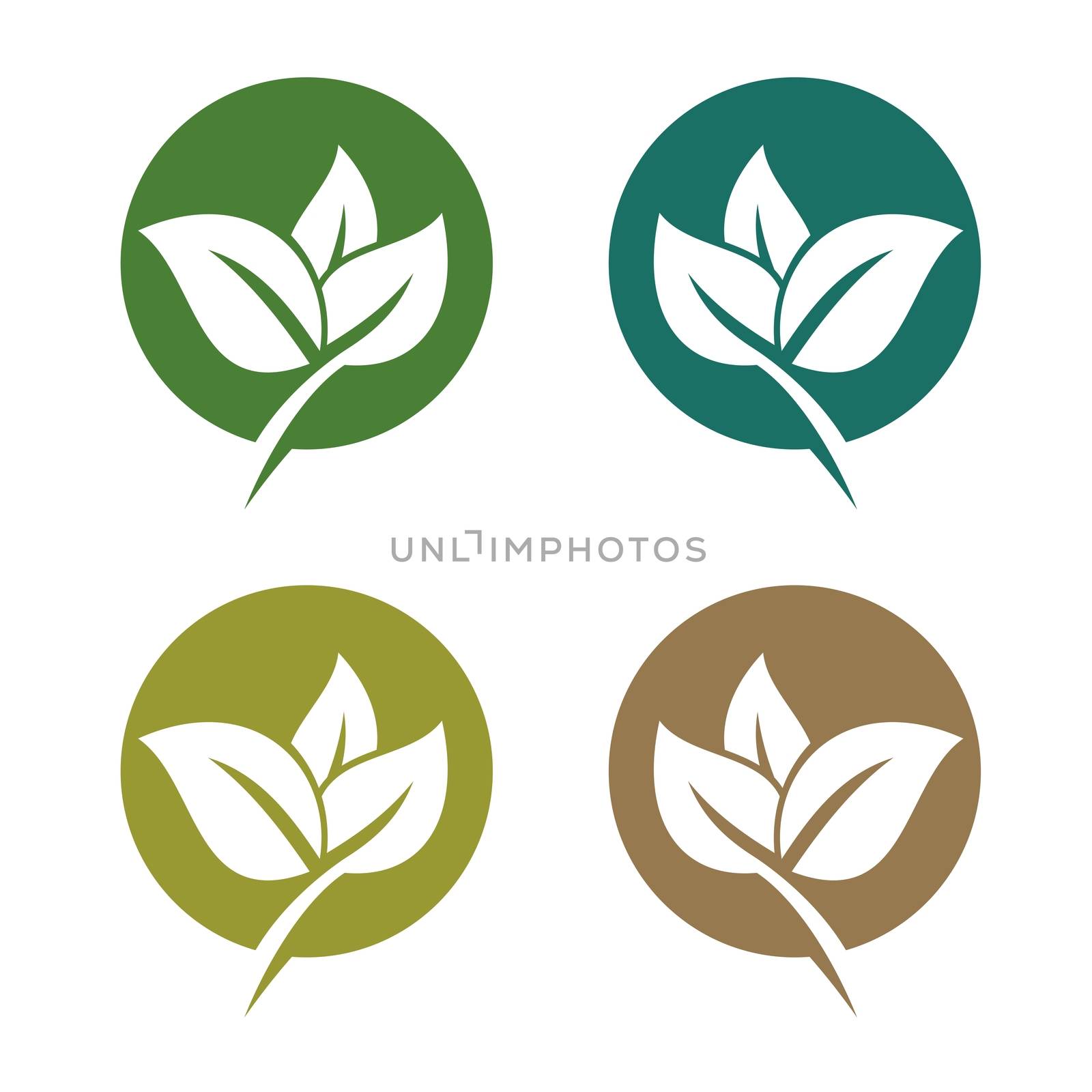set Green Leaves Ecology Logo Template Illustration Design. Vector EPS 10.