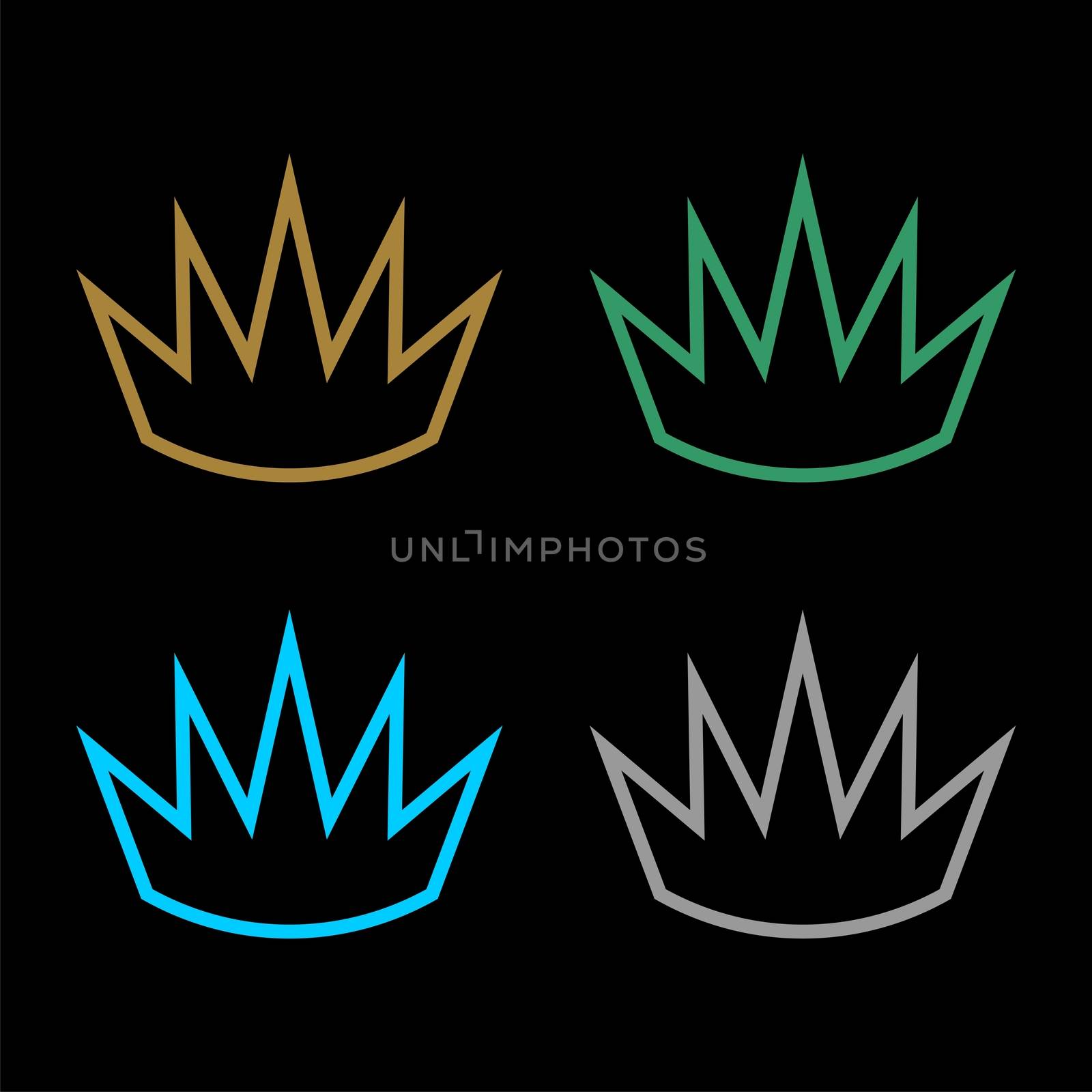 set Colorful Crown Line Logo Template Illustration Design. Vector EPS 10.