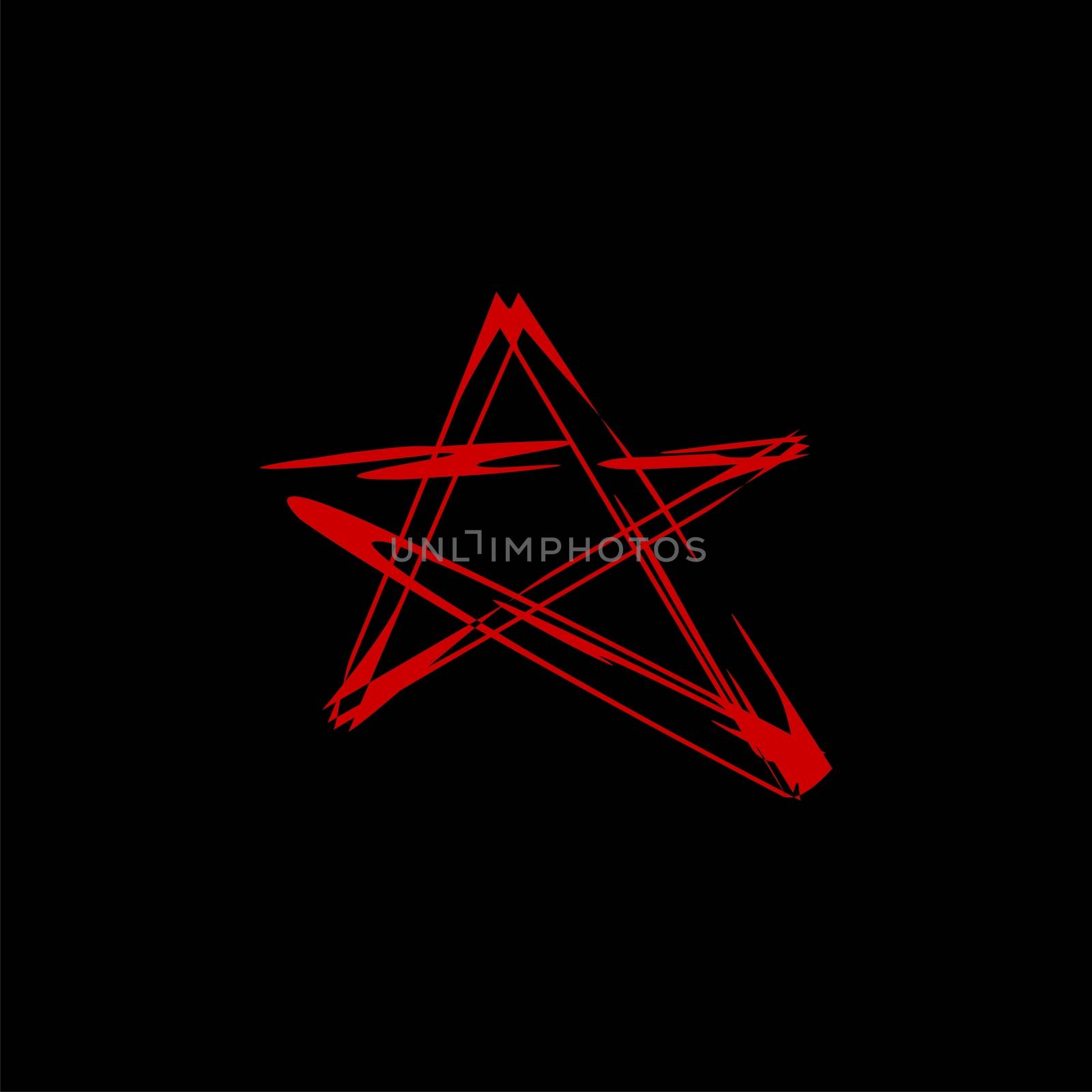 Red Star Brush Line Logo Template Illustration Design Illustration Design. Vector EPS 10. by soponyono1