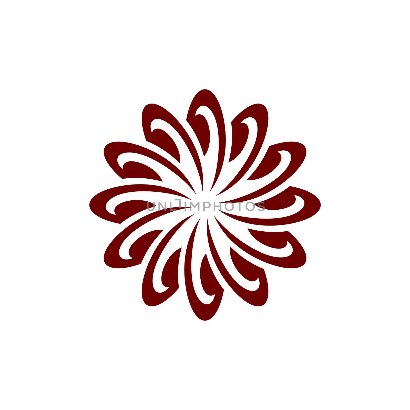 Burgundy Color Flower Pattern Ornament Logo Template. Vector EPS 10.