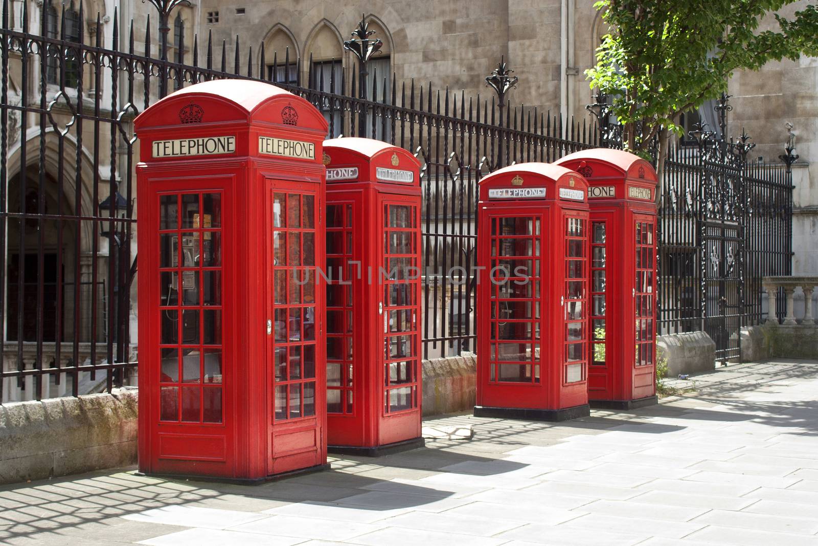 Classic London red telephone boxes