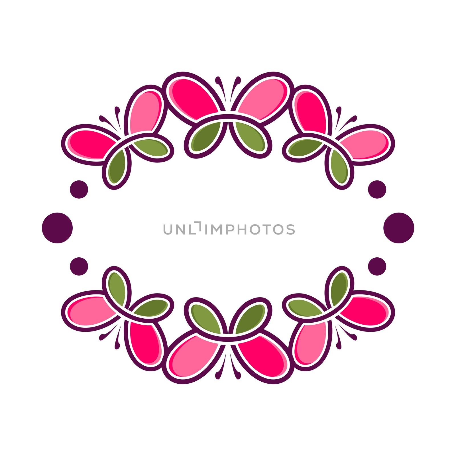 Border Frame Flower Butterfly Template Illustration Design. Vector EPS 10.