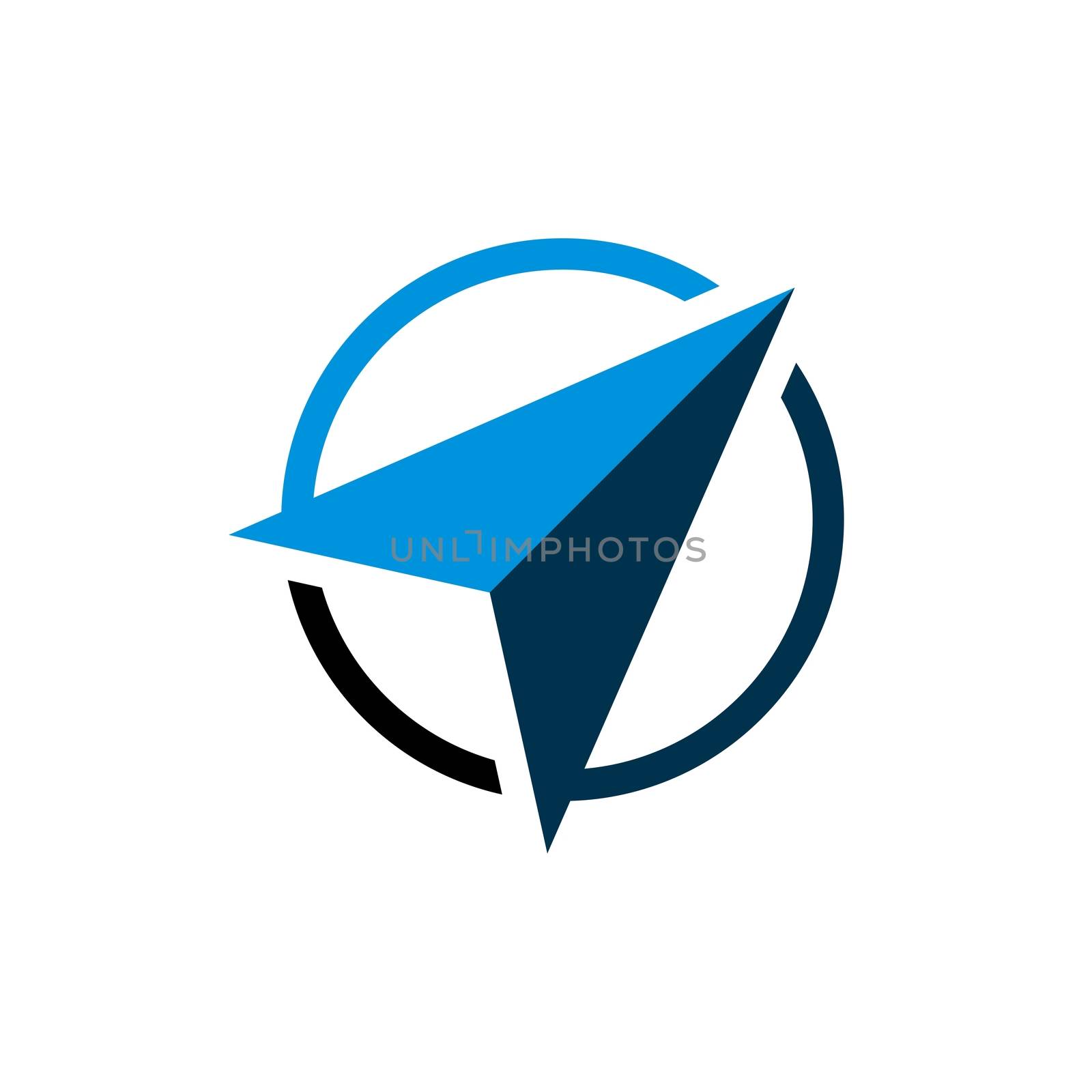 Blue Arrow Navigate Compass Logo Template Illustration Design. Vector EPS 10.