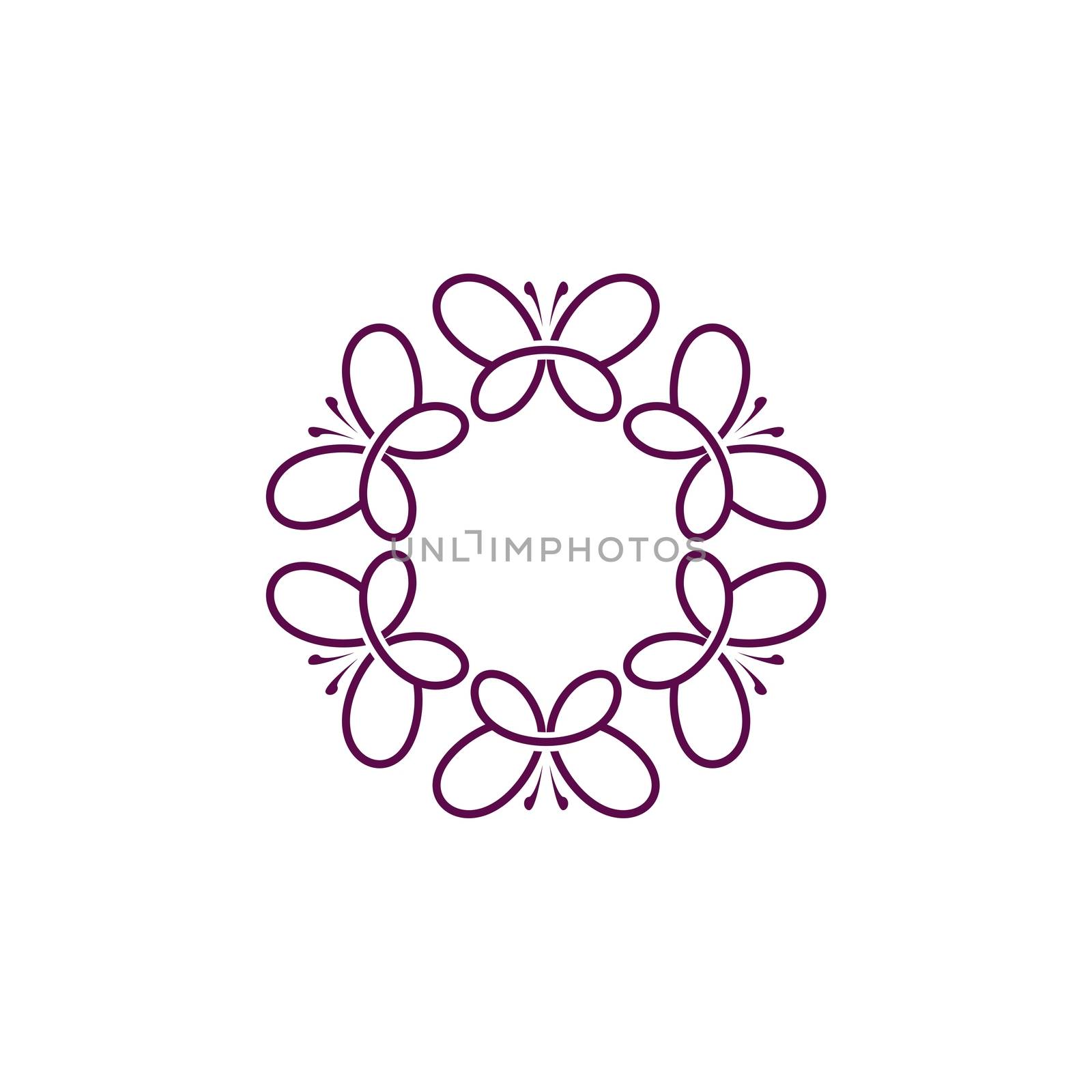 Beautiful Flower Butterfly Frame Logo Template Illustration Design Illustration Design. Vector EPS 10.