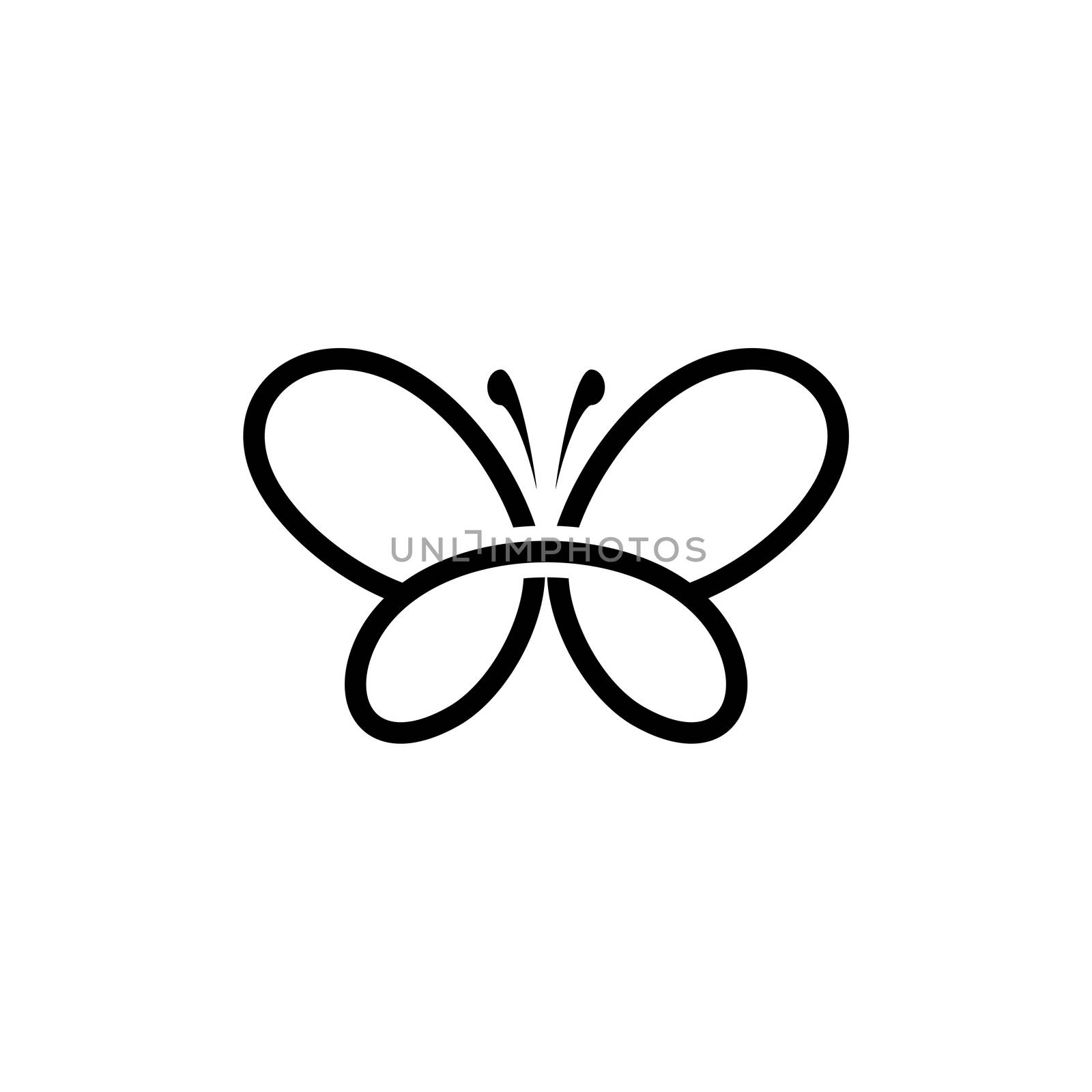 Beauty Black Butterfly Line Logo Template. Vector Illustration EPS 10.