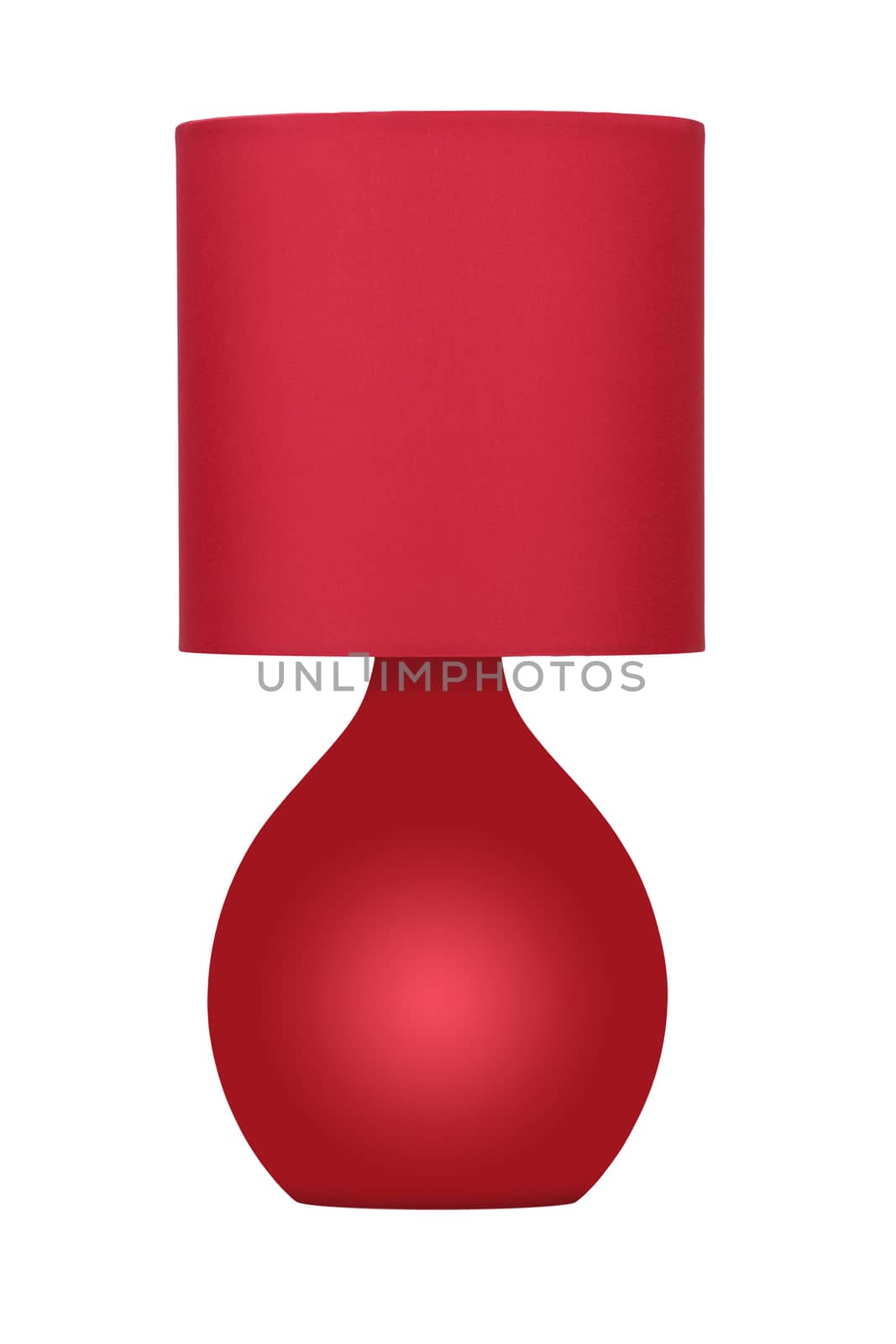 Red table lamp on a white background