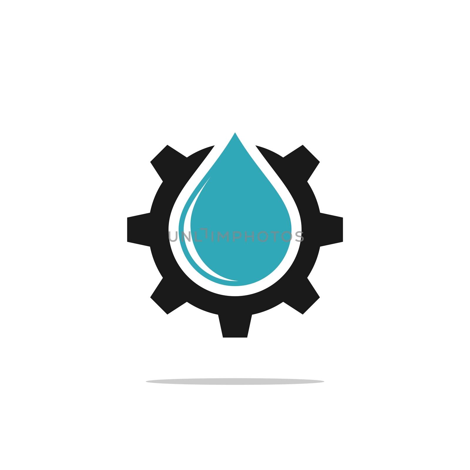 Drop Water Gear Logo Template Illustration Design. Vector EPS 10.