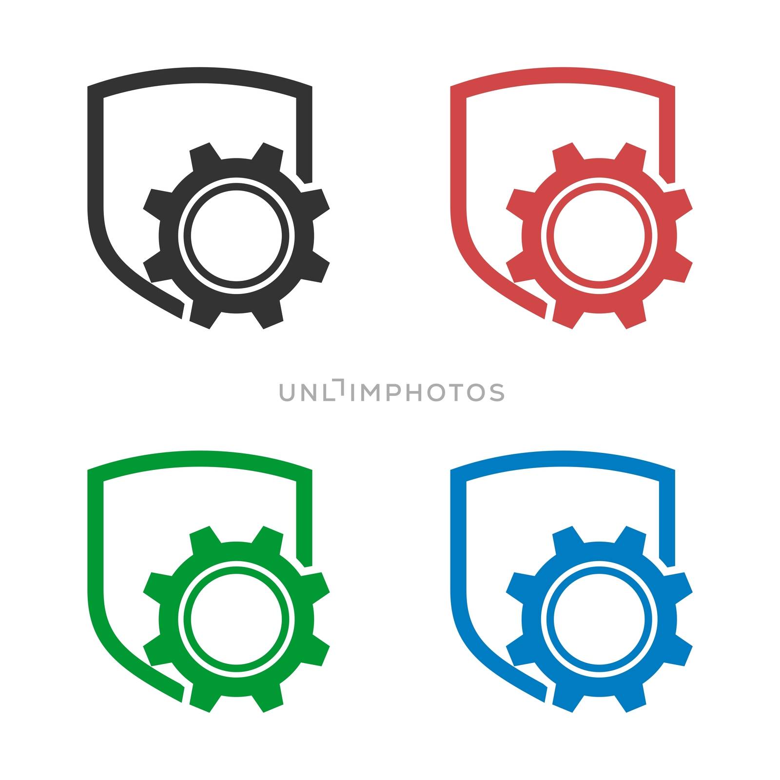 Shield Line Gear Logo Template Illustration Design. Vector EPS 10. by soponyono1