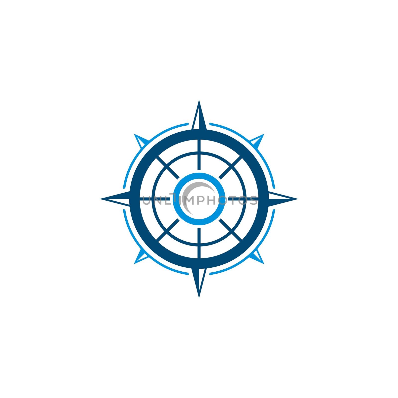 Blue Line Compass Rose Logo Template Illustration Design. Vector EPS 10. by soponyono1